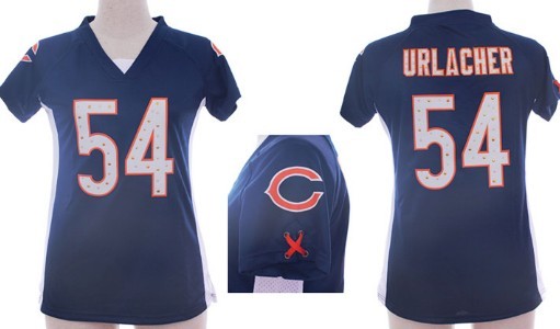 Nike Chicago Bears #54 Brian Urlacher 2012 Blue Womens Draft Him II Top Jersey 