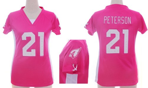 Nike Arizona Cardinals #21 Patrick Peterson 2012 Pink Womens Draft Him II Top Jersey 