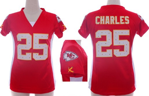 Nike Kansas City Chiefs #25 Jamaal Charles 2012 Red Womens Draft Him II Top Jersey 