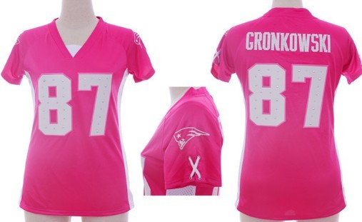 Nike New England Patriots #87 Rob Gronkowski 2012 Pink Womens Draft Him II Top Jersey 