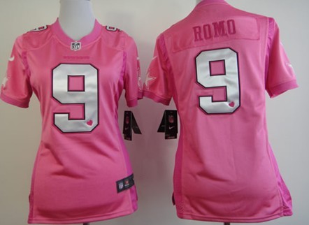 Nike Dallas Cowboys #9 Tony Romo Pink Love Womens Jersey 