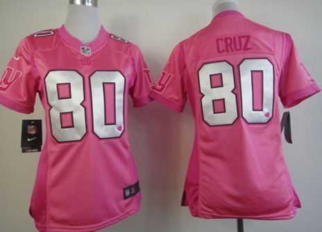 Nike New York Giants #80 Victor Cruz Pink Love Womens Jersey 