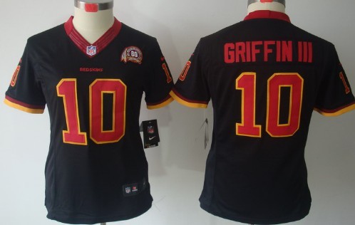 Nike Washington Redskins #10 Robert Griffin III Black Limited Womens Jersey 