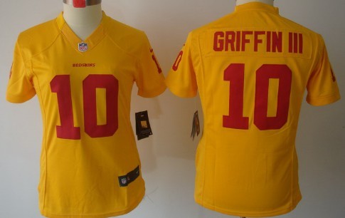 Nike Washington Redskins #10 Robert Griffin III Yellow Limited Womens Jersey 