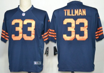 Nike Chicago Bears #33 Charles Tillman Blue With Orange Game Jersey 