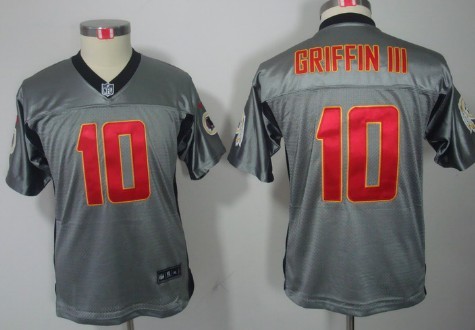 Nike Washington Redskins #10 Robert Griffin III Gray Shadow Kids Jersey 