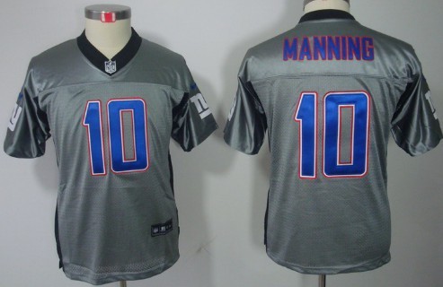 Nike New York Giants #10 Eli Manning Gray Shadow Kids Jersey 