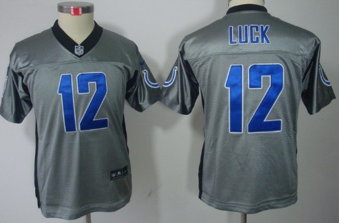Nike Indianapolis Colts #12 Andrew Luck Gray Shadow Kids Jersey 