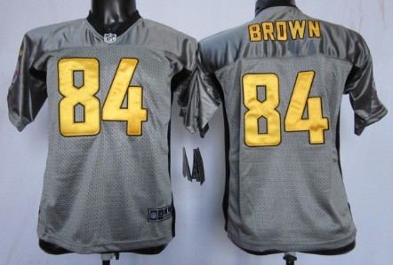 Nike Pittsburgh Steelers #84 Antonio Brown Gray Shadow Kids Jersey 