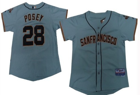 San Francisco Giants #28 Buster Posey Gray Kids Jersey 