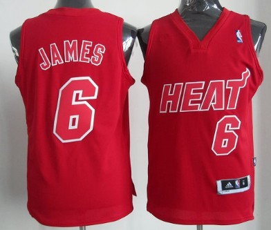 Miami Heat #6 LeBron James Revolution 30 Swingman Red Big Color Jersey 