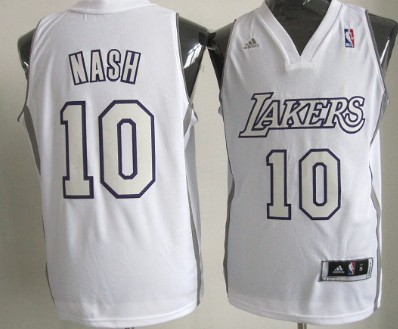 Los Angeles Lakers #10 Steve Nash Revolution 30 Swingman White Big Color Jersey