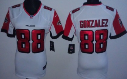 Nike Atlanta Falcons #88 Tony Gonzalez White Game Womens Jersey 