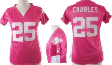 Nike Kansas City Chiefs #25 Jamaal Charles 2012 Pink Womens Draft Him II Top Jersey 