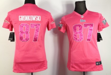 Nike New England Patriots #87 Rob Gronkowski Pink Sweetheart Diamond Womens Jersey 