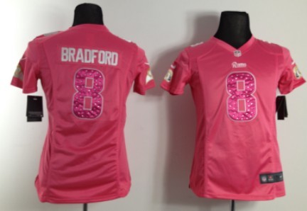 Nike St. Louis Rams #8 Sam Bradford Pink Sweetheart Diamond Womens Jersey 