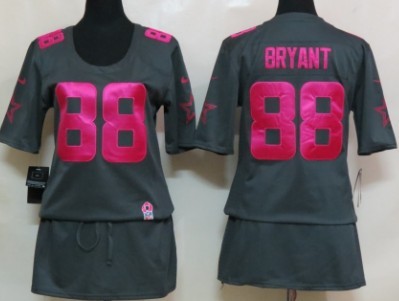 Nike Dallas Cowboys #88 Dez Bryant Breast Cancer Awareness Gray Womens Jersey 