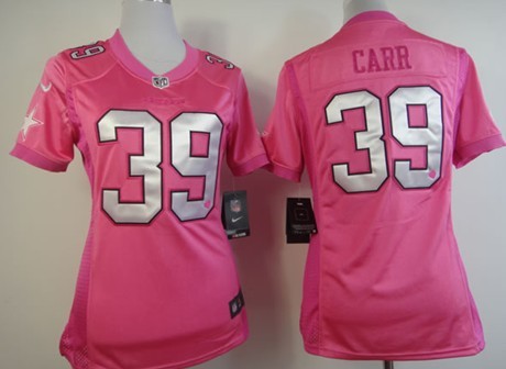 Nike Dallas Cowboys #39 Brandon Carr Pink Love Womens Jersey 