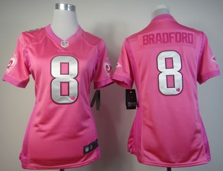Nike St. Louis Rams #8 Sam Bradford Pink Love Womens Jersey 