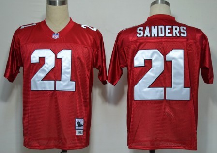 Atlanta Falcons #21 Deion Sanders Red Throwback Jersey 