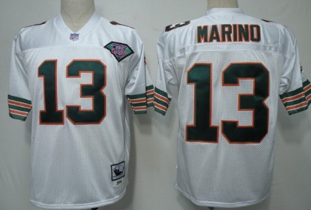 Miami Dolphins #13 Dan Marino White 75TH Throwback Jersey