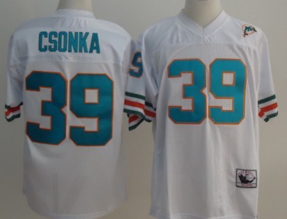 Miami Dolphins #39 Larry Csonka White Throwback Jersey