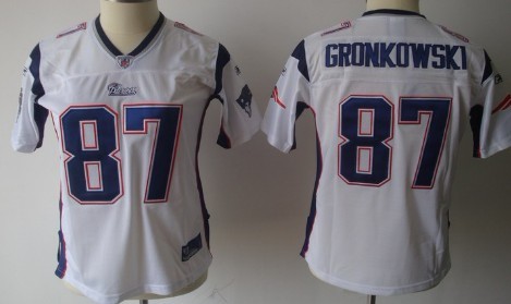 New England Patriots #87 Rob Gronkowski White Womens Team Jersey 