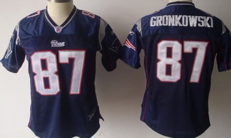 New England Patriots #87 Rob Gronkowski Blue Womens Team Jersey 