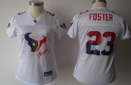 Houston Texans #23 Arian Foster White Fem Fan Womens Jersey 