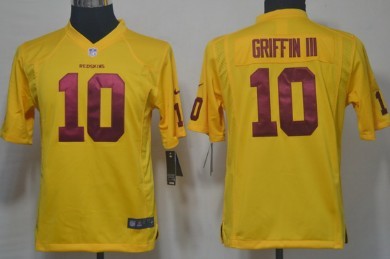 Nike Washington Redskins #10 Robert Griffin III Yellow Game Kids Jersey 