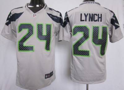 Nike Seattle Seahawks #24 Marshawn Lynch Gray Game Jersey 