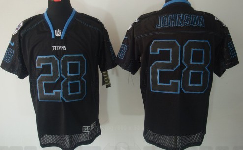 Nike Tennessee Titans #28 Chris Johnson Lights Out Black Elite Jersey 