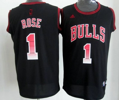 Chicago Bulls #1 Derrick Rose 2012 Vibe Black Fashion Jersey 