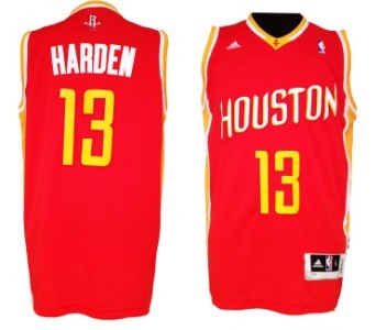 Houston Rockets #13 James Harden Revolution 30 Swingman Red With Gold Jersey 