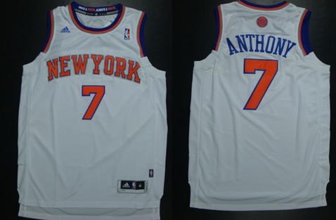 New York Knicks #7 Carmelo Anthony Revolution 30 Swingman 2013 White Jersey 