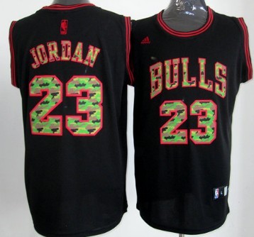 Chicago Bulls #23 Michael Jordan Black Camo Fashion Jersey 