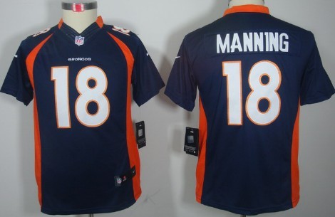 Nike Denver Broncos #18 Peyton Manning Blue Limited Kids Jersey
