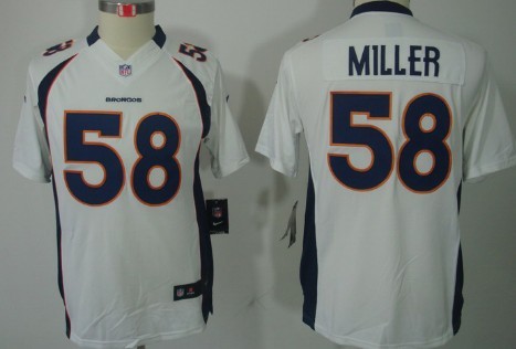 Nike Denver Broncos #58 Von Miller White Limited Kids Jersey