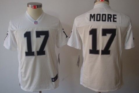 Nike Oakland Raiders #17 Denarius Moore White Limited Kids Jersey 