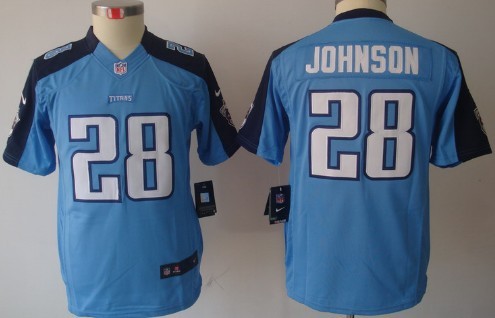 Nike Tennessee Titans #28 Chris Johnson Light Blue Limited Kids Jersey 