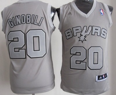 San Antonio Spurs #20 Manu Ginobili Revolution 30 Swingman Gray Big Color Jersey 