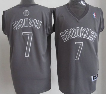 Brooklyn Nets #7 Joe Johnson Revolution 30 Swingman Gray Big Color Jersey 