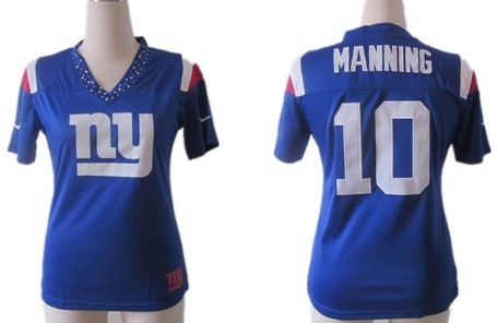 Nike New York Giants #10 Eli Manning 2012 Blue Womens Field Flirt Fashion Jersey 