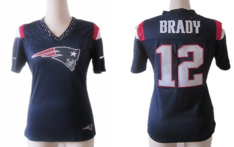 Nike New England Patriots #12 Tom Brady 2012 Blue Womens Field Flirt Fashion Jersey 