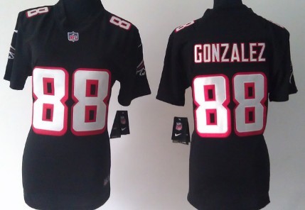Nike Atlanta Falcons #88 Tony Gonzalez Black Game Womens Jersey 