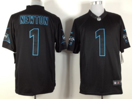 Nike Carolina Panthers #1 Cam Newton Lights Out Black Game Jersey 