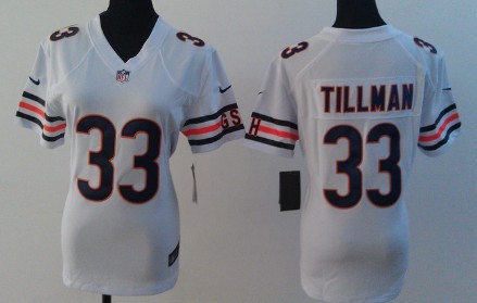 Nike Chicago Bears #33 Charles Tillman White Game Womens Jersey 