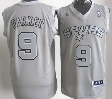 San Antonio Spurs #9 Tony Parker Revolution 30 Swingman Gray Big Color Jersey 