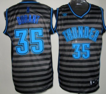 Oklahoma City Thunder #35 Kevin Durant Gray With Black Pinstripe Jersey 