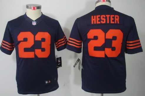 Nike Chicago Bears #23 Devin Hester Blue With Orange Limited Kids Jersey 